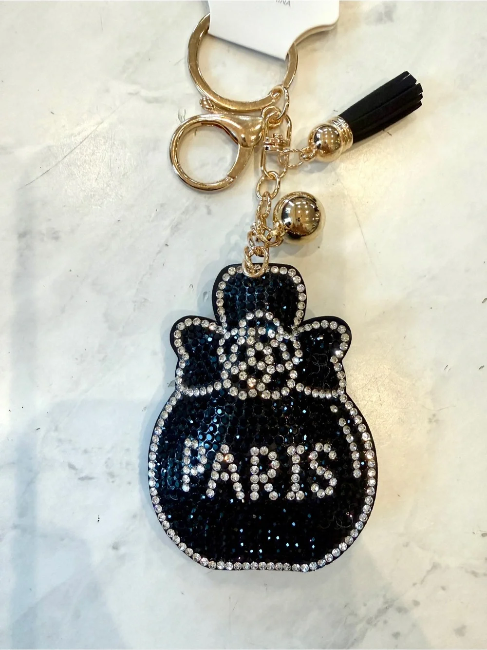 ✨ GORGEOUS New (NWT) PARIS Rhinestone Perfume Bottle Puffy Keychain /Bag Charm✨